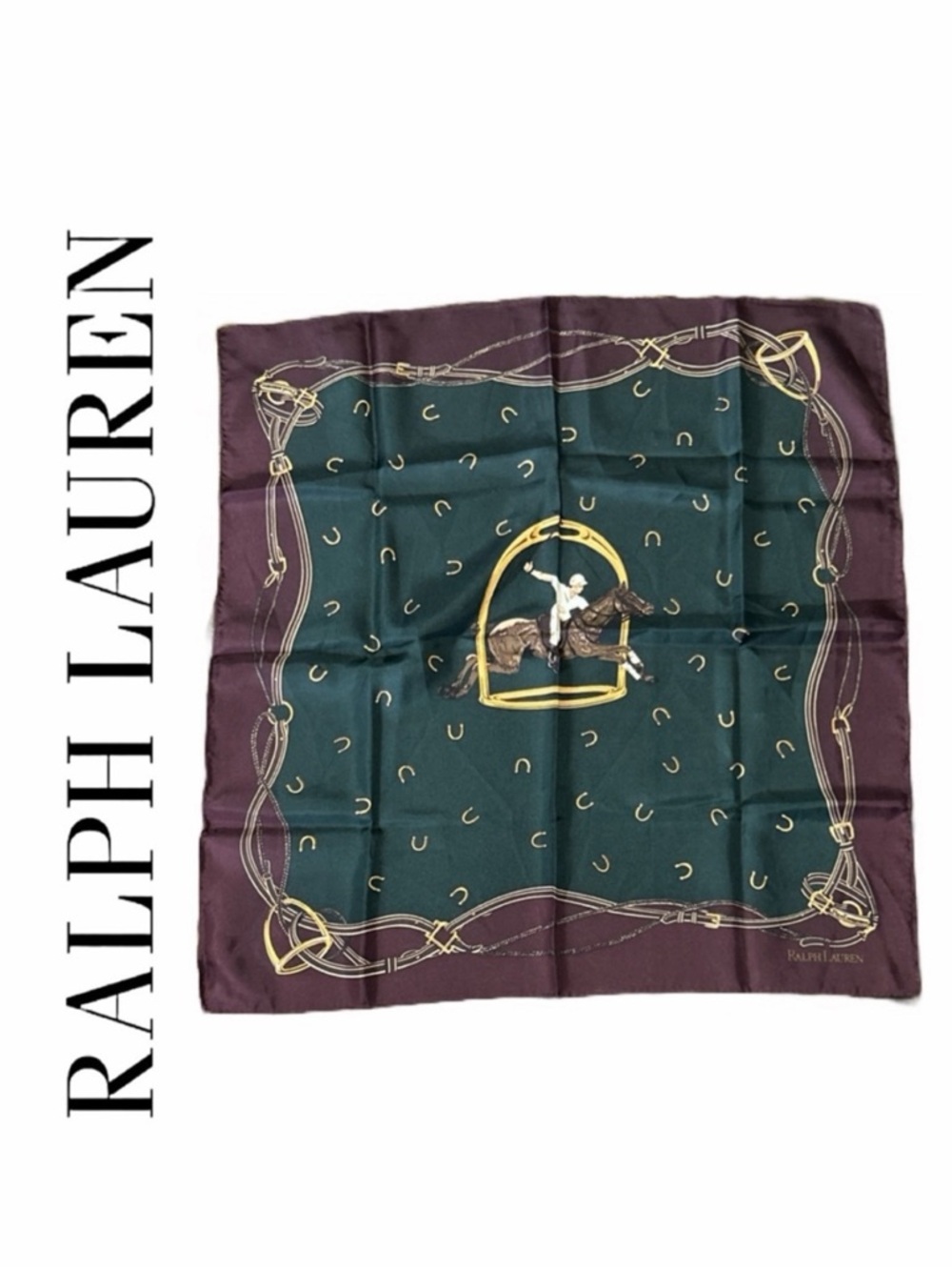Ralph Lauren VINTAGE Equestrian 100 Silk Scarf